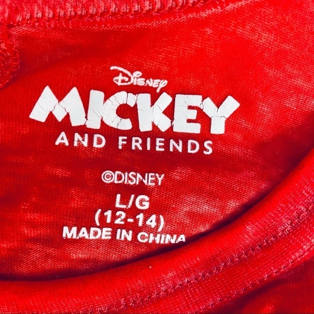 🎯3/$10 Disney Mickey Red Slub Graphic Tee I Just Want To Hang With My Dog